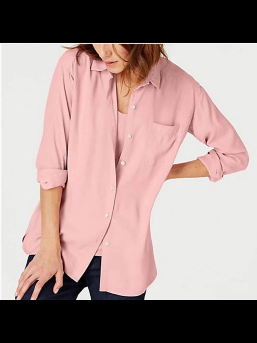 J.Jill Rose Quartz Relaxed Shirttail Blouse